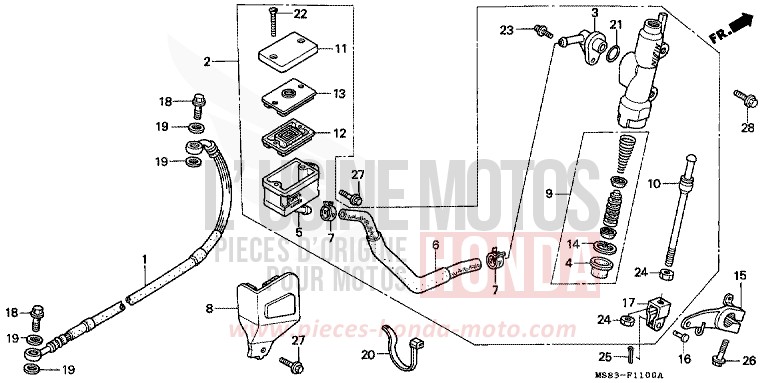REAR BRAKE MASTER CYLINDER for Africa Twin SHASTA WHITE (NH138H) from 1989